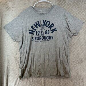 Primark Mens 2XL T-Shirt Gray NYC 1985 5 Boroughs Graphic Short Sleeve Crew Neck